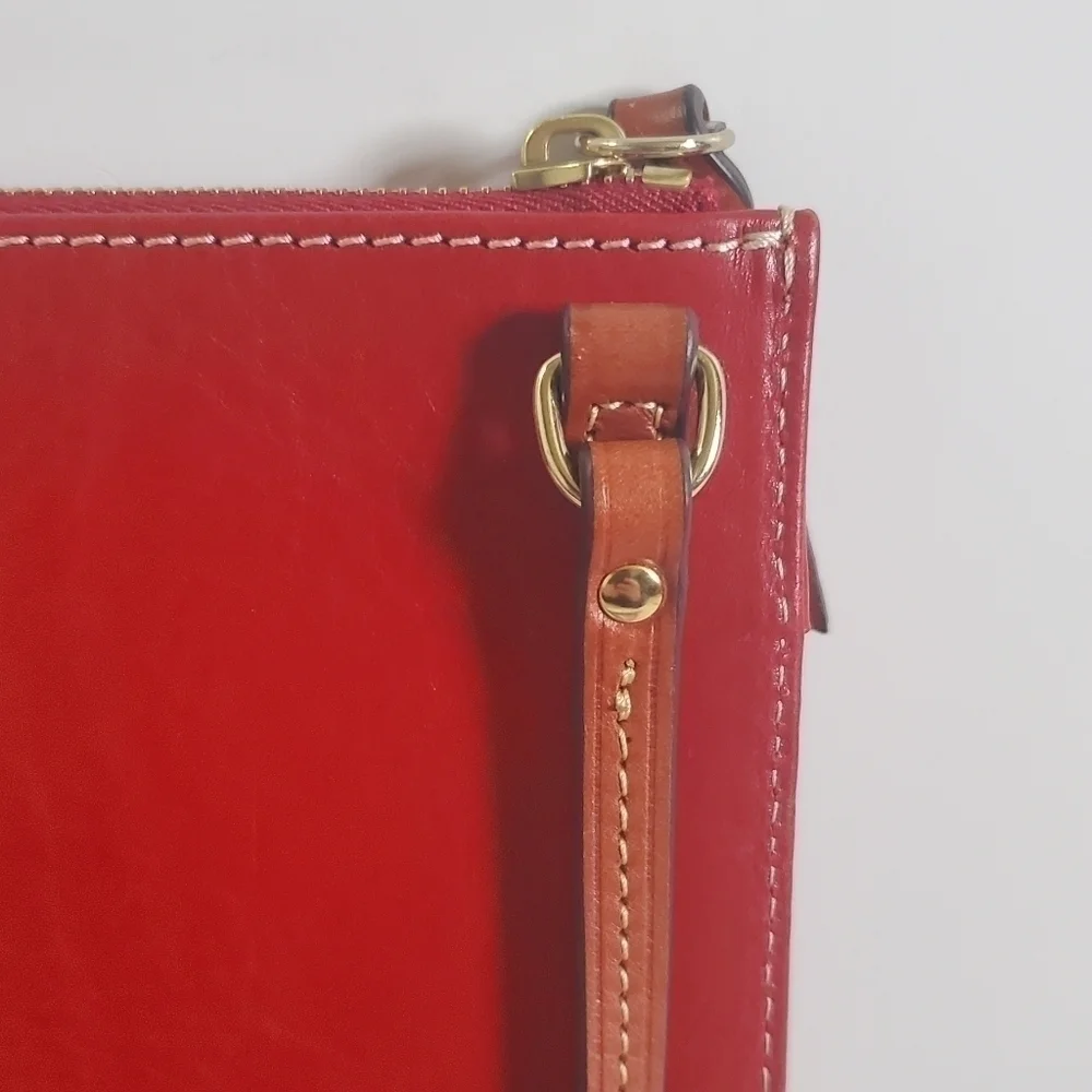 Dooney & Bourke Deep Red Leather Slim Square Messenger Crossbody Bag Purse